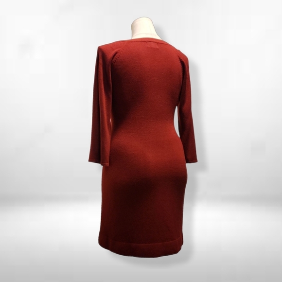 Connected Apparel Burgundy Long Sleeve SweaterDress Madmen Vibes - Picture 4 of 7